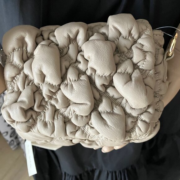 FAB LA VIA SOFT PUFF LEATHER BAG CLUTCH CHAIL STRAP PRADA DUSTBAG MADE IN ITALY - Picture 4 of 12